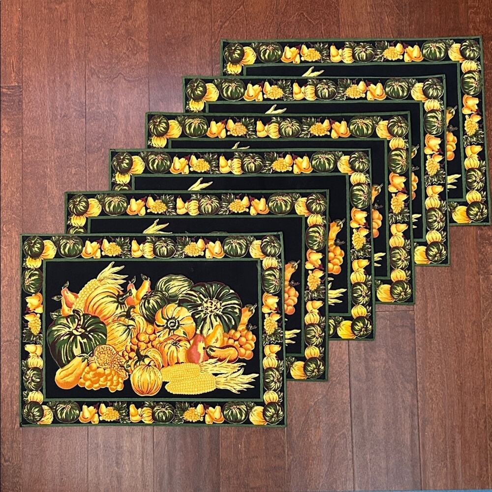 April Cornell for Sur La Table Autumn Harvest Pumpkin Placemats, Set of 6